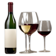 Garrafa e taças de vinho