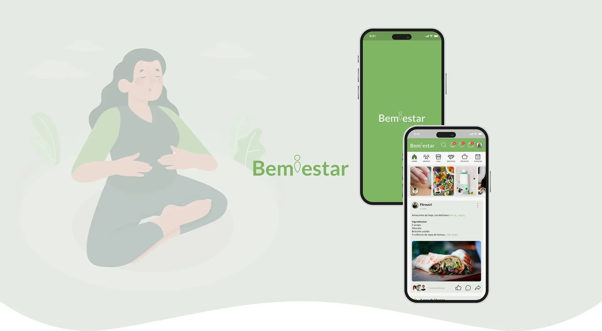 Hero da apresentação do Projeto de UX/UI Design do app Bem-estar
