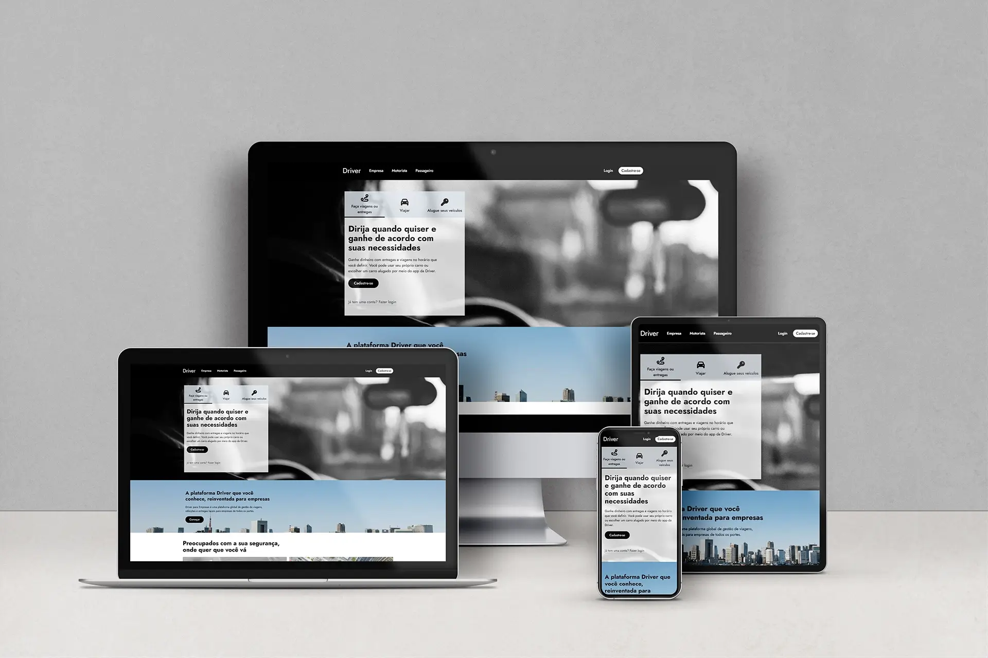 Mockup da Página Institucional Driver